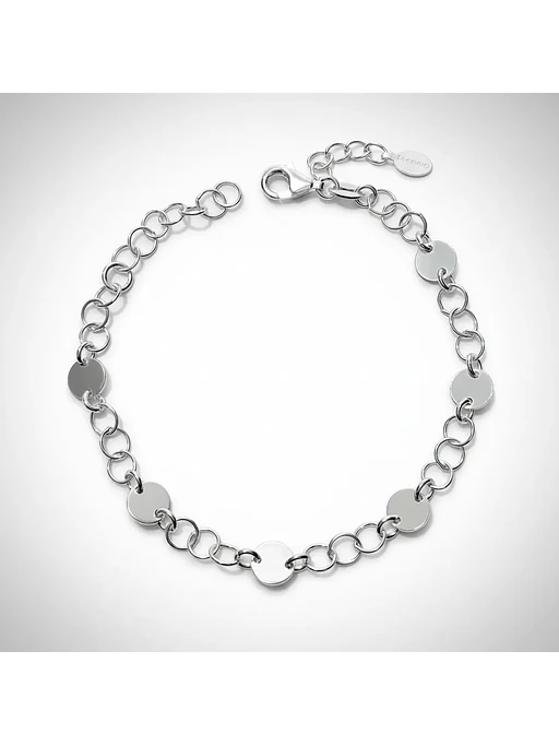 Pulsera Con Medallas Circulares De Plata Genuina Ley 925 4