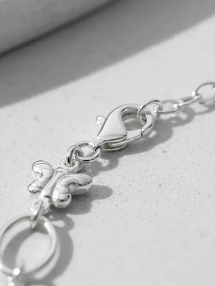 Pulsera Con Mariposas Ajustable De Plata Genuina Ley 925