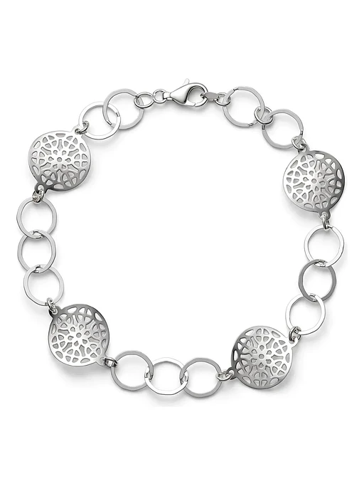 Pulsera Con Diseño Calado De Plata Genuina Ley 925 1