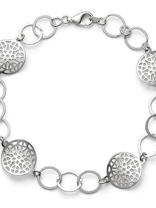 Pulsera Con Diseño Calado De Plata Genuina Ley 925