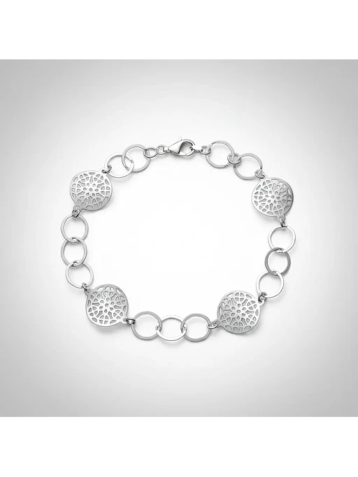Pulsera Con Diseño Calado De Plata Genuina Ley 925 2
