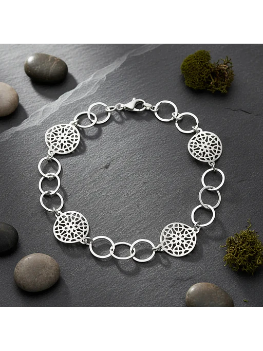 Pulsera Con Diseño Calado De Plata Genuina Ley 925 3