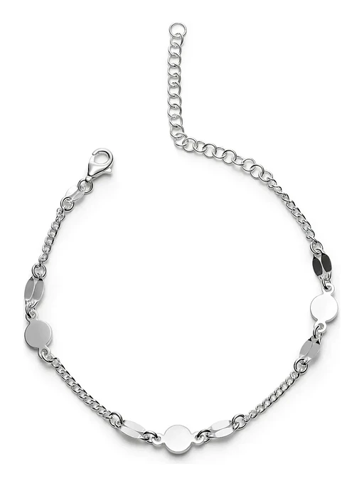 Pulsera Ajustable Con Círculos Y Lentejas De Plata Genuina 1