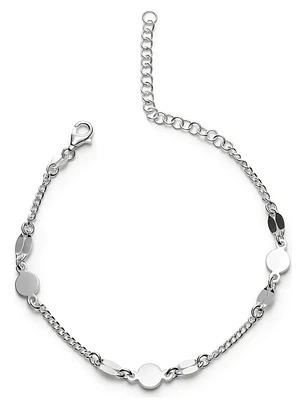 Pulsera Ajustable Con Círculos Y Lentejas De Plata Genuina