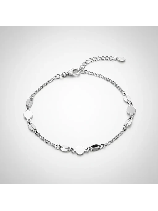 Pulsera Ajustable Con Círculos Y Lentejas De Plata Genuina 2
