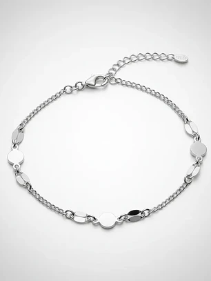 Pulsera Ajustable Con Círculos Y Lentejas De Plata Genuina