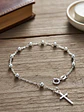 Pulsera Denario Con Bolitas Y Dije Cruz De Plata Genuina 925 - Miniatura 5