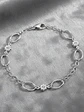 Pulsera Con Eslabones Y Flores De Plata Genuina Ley 925 - Miniatura 2