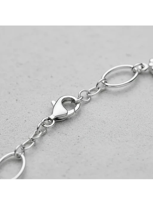 Pulsera Con Eslabones Y Flores De Plata Genuina Ley 925 3