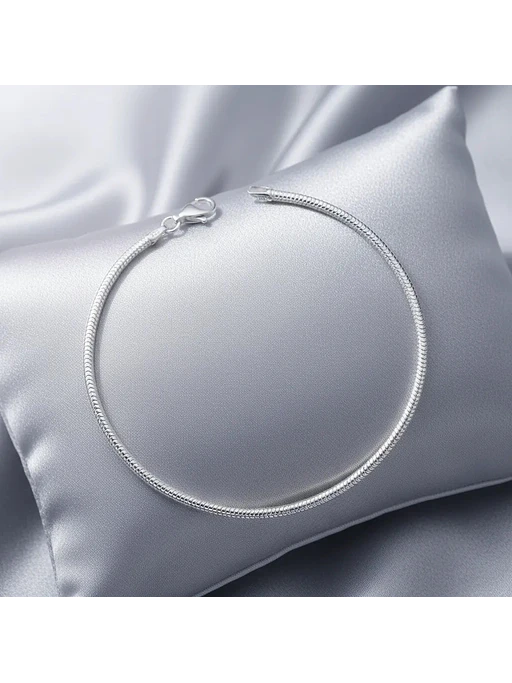 Pulsera Diseño Cola De Ratón De Plata Genuina Ley 925 2