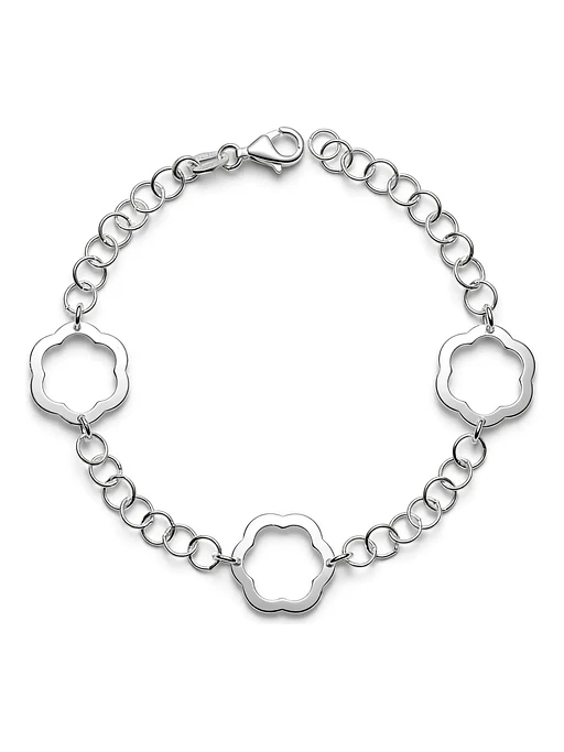 Pulsera Con Diseño De Flores Caladas De Plata Genuina 925 1