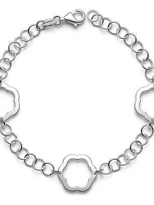 Pulsera Con Diseño De Flores Caladas De Plata Genuina 925