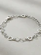 Pulsera Con Eslabones Y Corazones De Plata Genuina Ley 925 - Miniatura 2