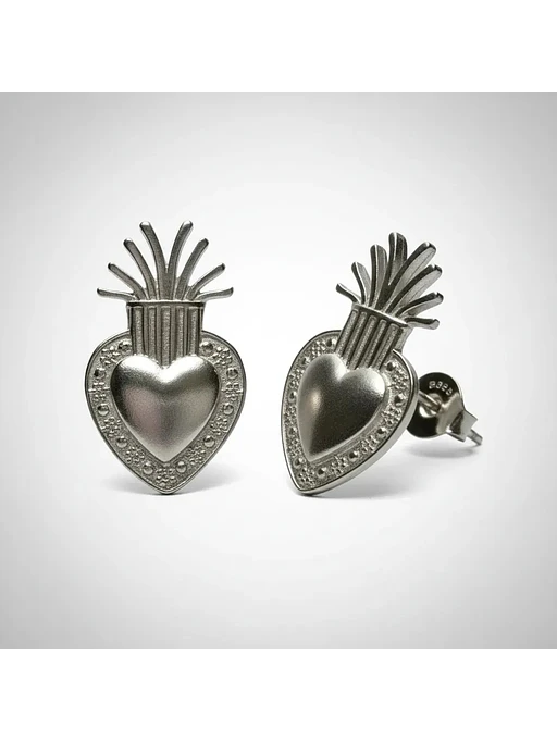 Aros Detente Sagrado Corazón Plata Genuina Ley 925 1