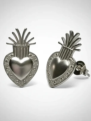 Aros Detente Sagrado Corazón Plata Genuina Ley 925