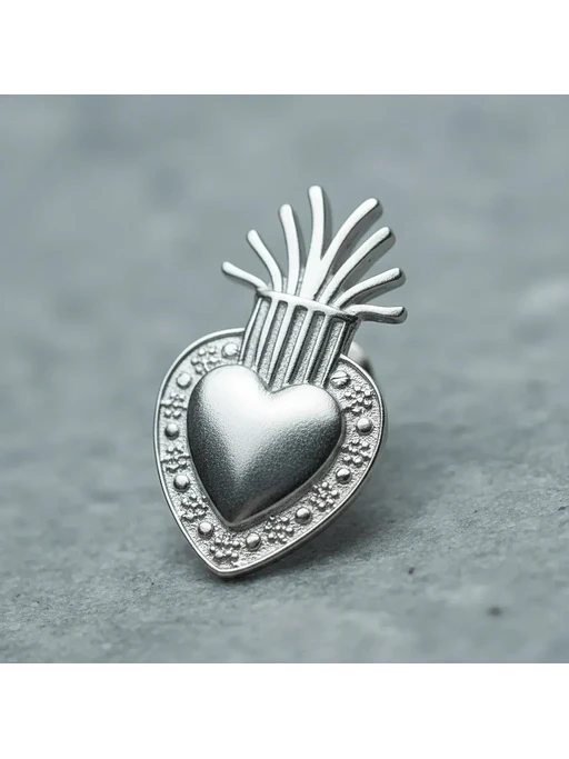 Aros Detente Sagrado Corazón Plata Genuina Ley 925 2