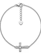 Pulsera Cruz Con Corazón Y Circones De Plata Genuina Ley 925 - Miniatura 1