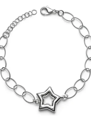 Pulsera Con Dije De Estrella De Plata Genuina Ley 925