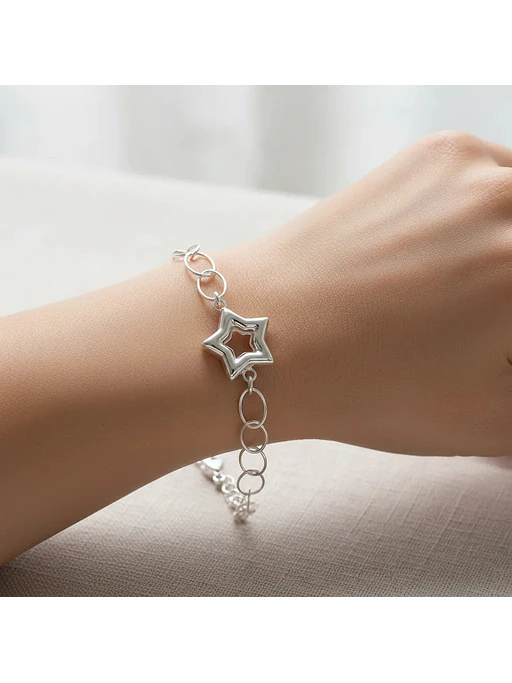 Pulsera Con Dije De Estrella De Plata Genuina Ley 925 2