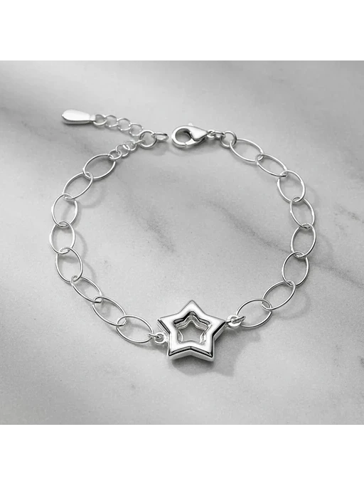 Pulsera Con Dije De Estrella De Plata Genuina Ley 925 3