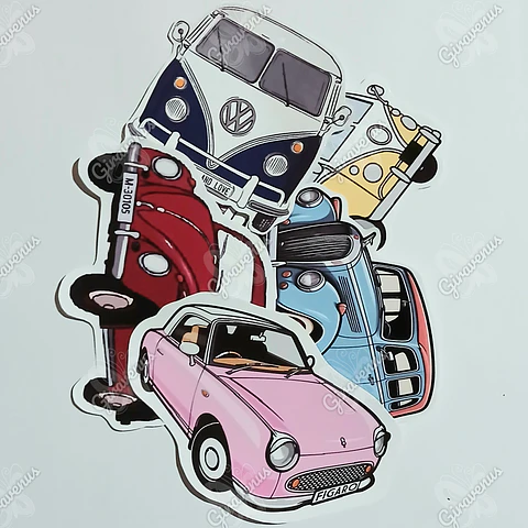 Stickers Autos Clásicos - 6 Unidades 