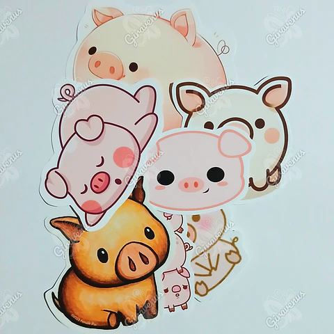 Stickers Cerditos  -  6 Unidades 