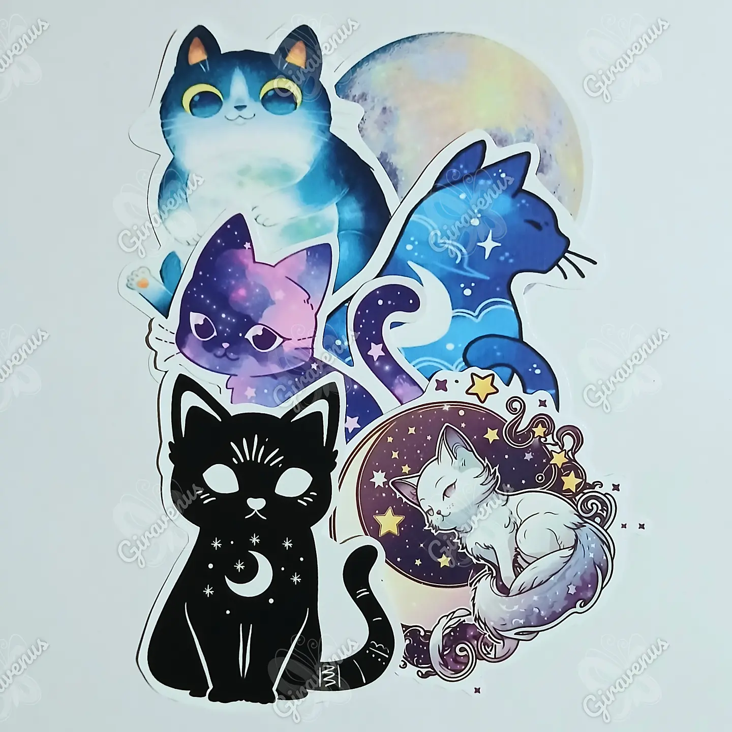Stickers Gatitos Místicos -  6 Unidades  1