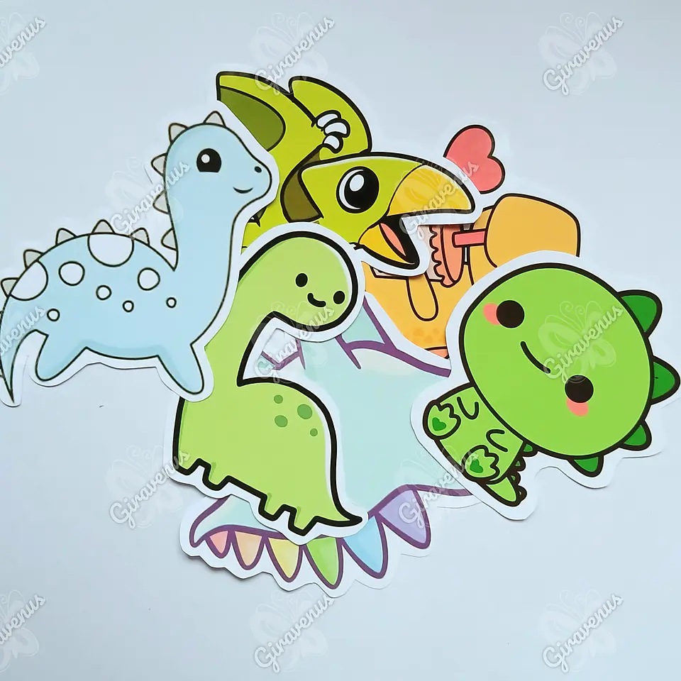 Stickers Dinosaurios II  -  6 Unidades  1