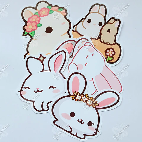 Stickers Conejitos I  -  6 Unidades 