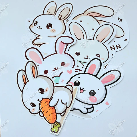 Stickers Conejitos II  -  6 Unidades 