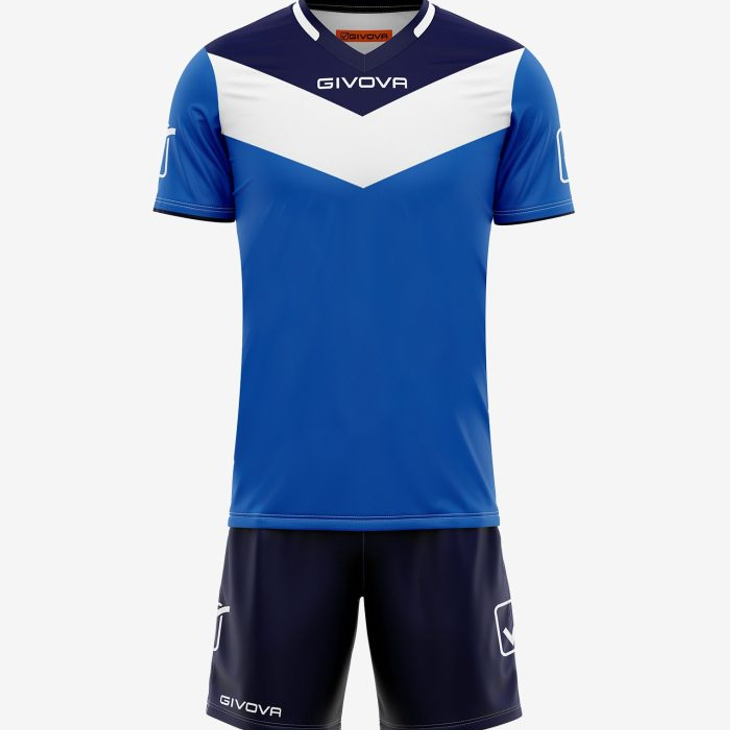 Uniforme Deportivo Givova - Camiseta y Short Oficial - Azul Marino con Azul  2