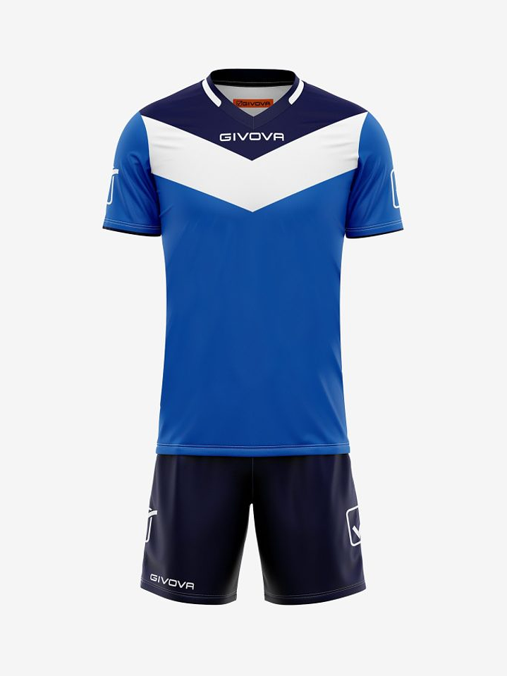 Uniforme Deportivo Givova - Camiseta y Short Oficial - Azul Marino con Azul  1