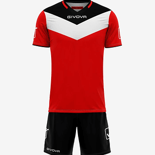 Uniforme Deportivo Givova - Camiseta y Short Oficial - Negro con Rojo