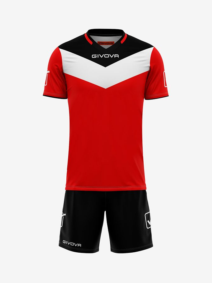 Uniforme Deportivo Givova - Camiseta y Short Oficial - Negro con Rojo 1