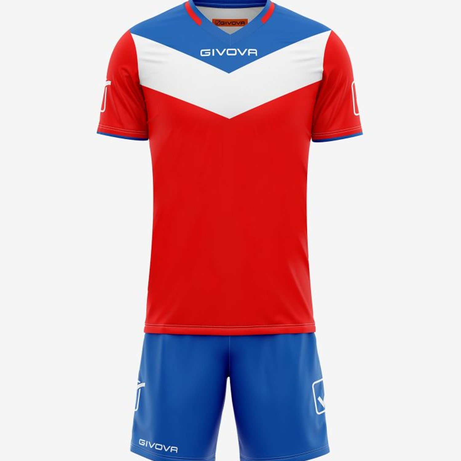 Uniforme Deportivo Givova - Camiseta y Short Oficial - Rojo con Azul 3