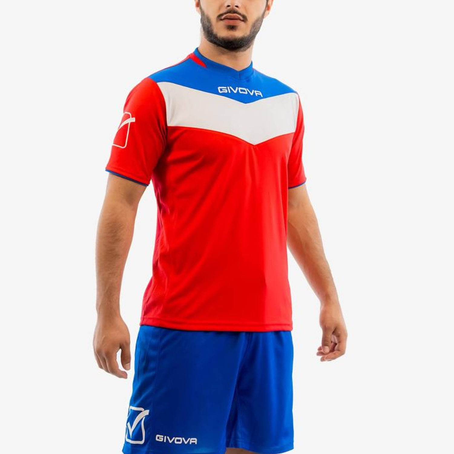 Uniforme Deportivo Givova - Camiseta y Short Oficial - Rojo con Azul 1