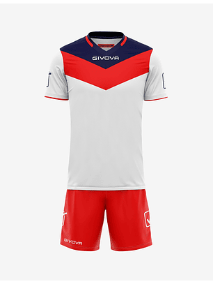 Uniforme Deportivo Givova - Camiseta y Short Oficial - Blanco con Rojo