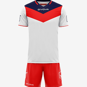 Uniforme Deportivo Givova - Camiseta y Short Oficial - Blanco con Rojo