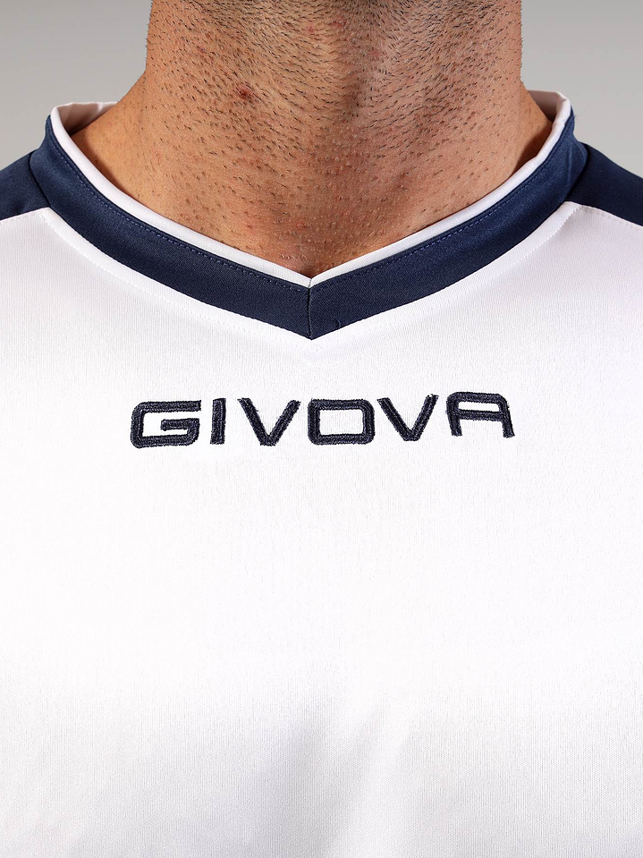 Camiseta Givova Revolution - Blanco Con Azul Marino, Deportiva 7