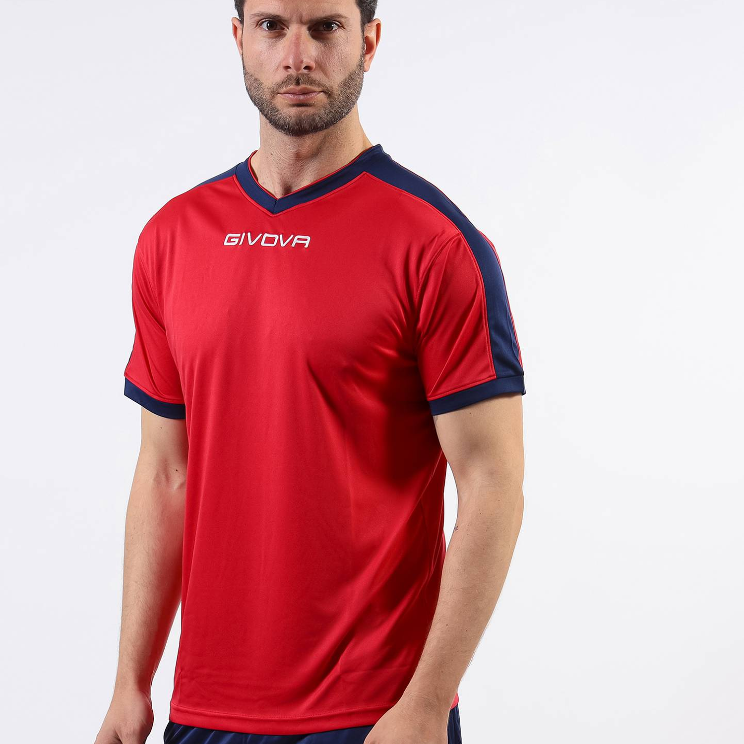 Camiseta Givova Revolution - Roja-Azul Marino, Deportiva 3