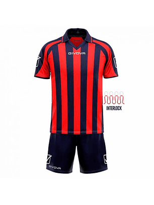 Uniforme Deportivo Givova - Camiseta y Short Oficial - Rojo con azul 