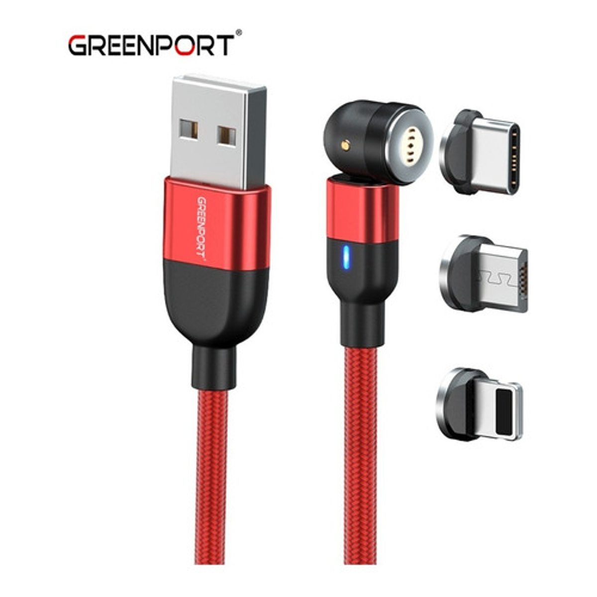 Cable de carga magnético giratorio de 540° (rojo, 4 unidades,  3/6/6 pies) 3 en 1 USB C cable de carga rápida de 2.4 A para iPhone,  Samsung Moto Android, Tablet TWS, auriculares, Gamepad : Electrónica