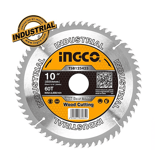 Disco Sierra Circular De Mesa 10'' 254mm 60 Dientes Ingco TSB125423