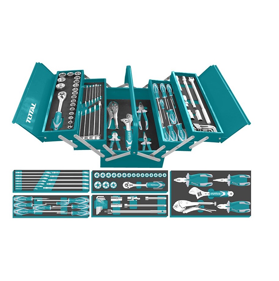 JUEGO DE HERRAMIENTAS 59 PIEZAS CAJA METALICA TOTAL THTCS