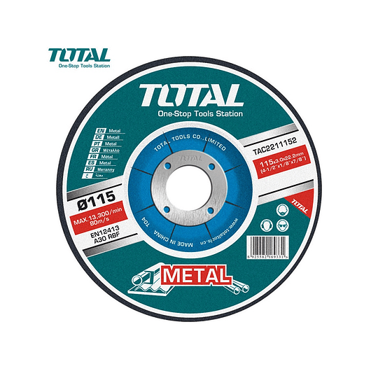 DISCO CORTE METAL 4½ X 1,2MM  PACK 1O UN TOTAL TAC2211151
