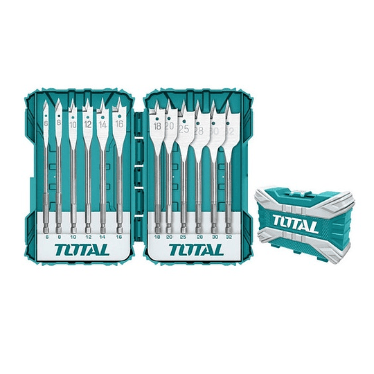 SET DE 12 BROCAS PLANAS PARA MADERA TOTAL TACSDL1201