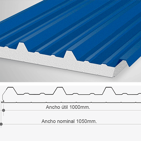 Panel Sandwich Aislapol 50mm para Techo 6mtr