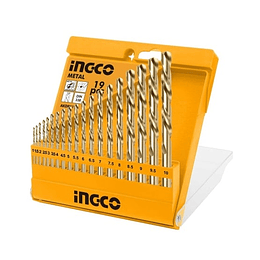 JUEGO DE 19 PZAS (1-10MM) BROCAS PARA ACERO HSS INGCO AKDB1195