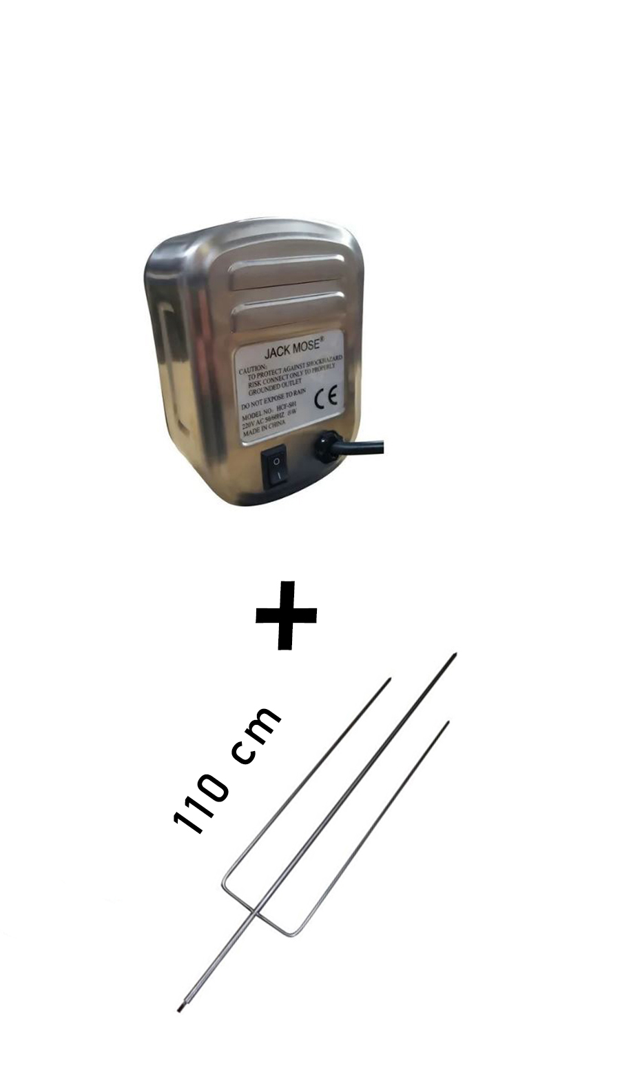 Motor Espiedo 25 kg 8 watt potencia con tridente 110 cm Acero Inox.