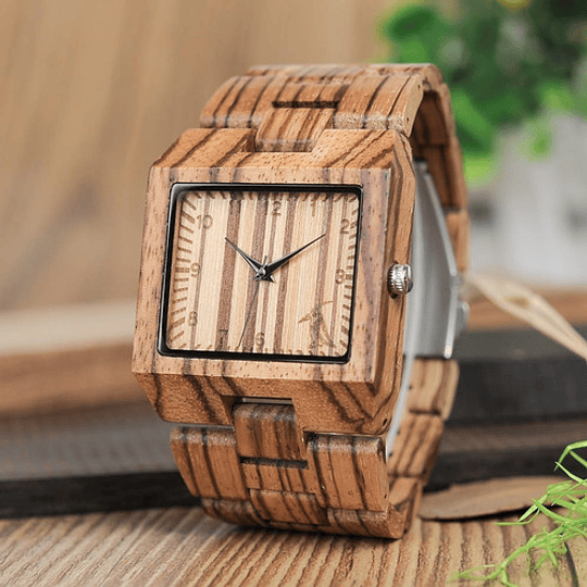 Reloj Madera Cuadrado Hombre Bobo Bird Color Café